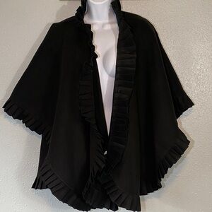 Elegant Black Ruffled Women's Blanket Shawl